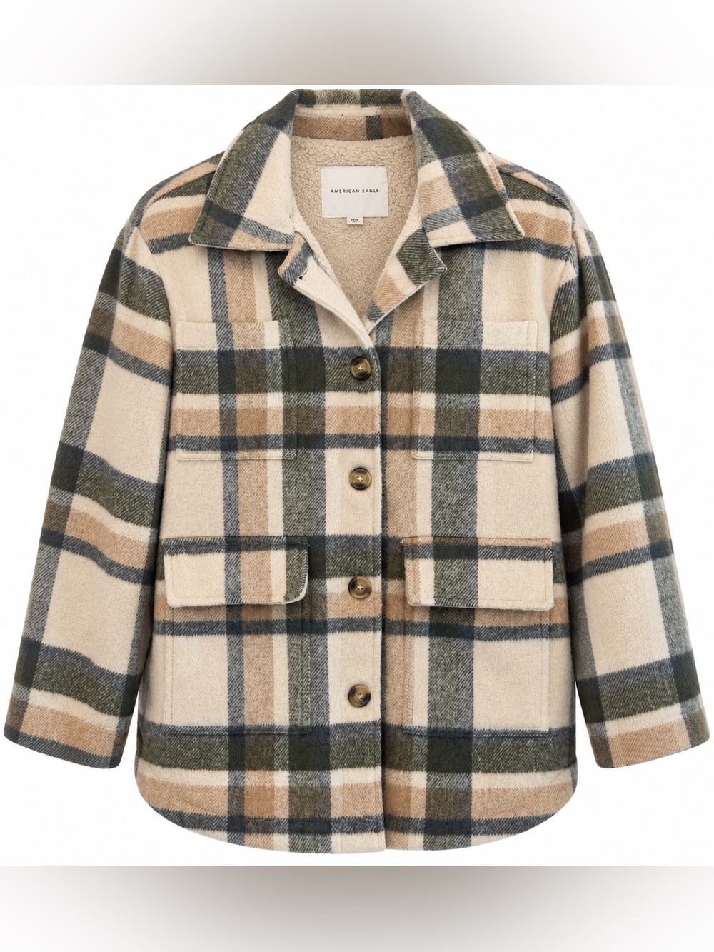 American Eagle Medium Sherpa Shirt/Jacket Shacket Plaid